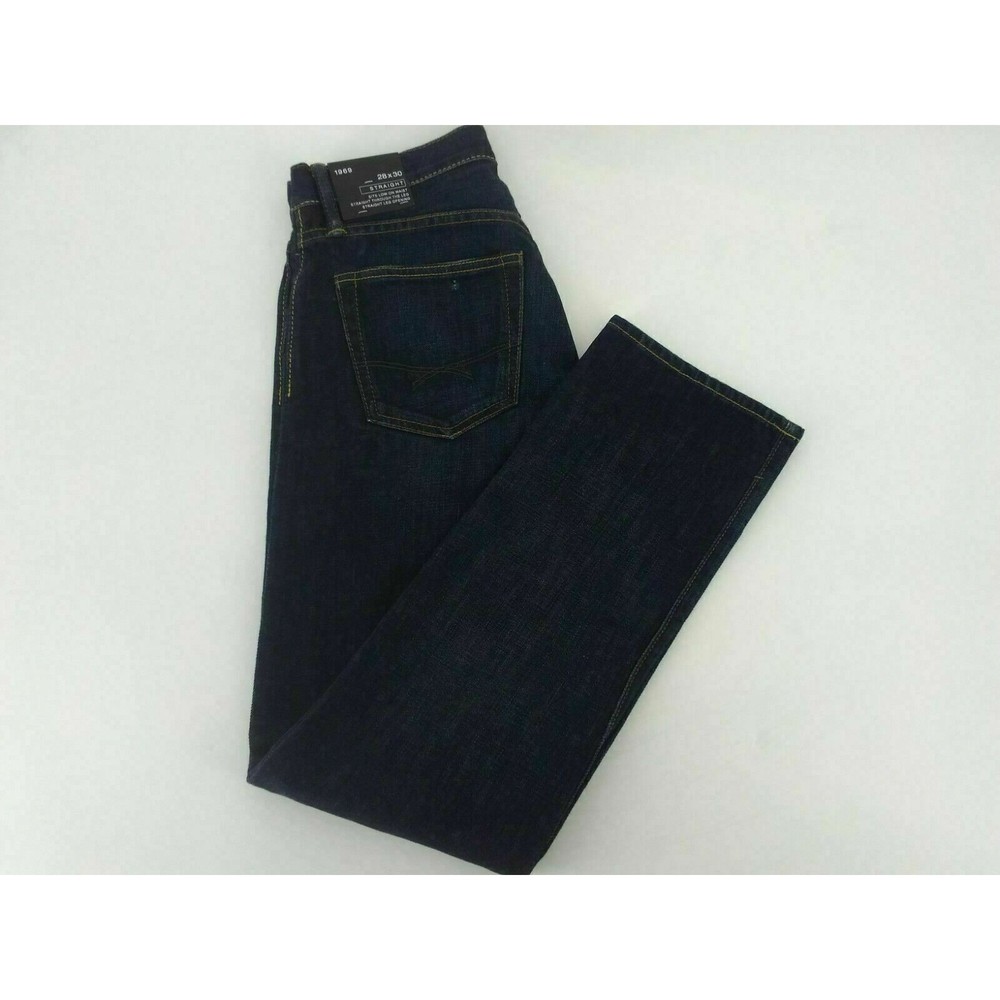 GAP 1969 STRAIGHT DESTRUCTION JEANS MENS SIZE 28X30 DARK BLUE ZIP FLY NEW NWT